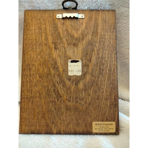 Vintage 1994 Mam Original art wood wall plaque -girl and cat- crackle look - Picture 5 of 6